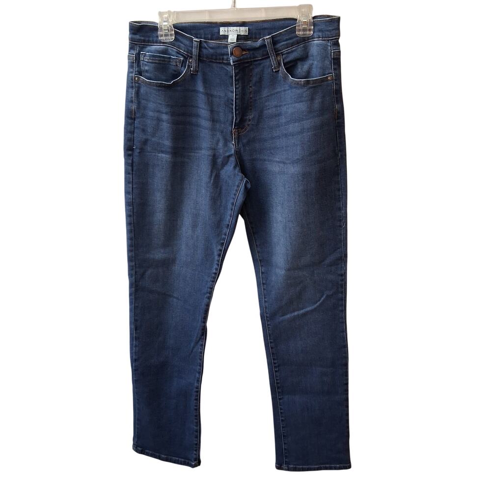 And Now This Women Medium Wash Straight Leg Blue Jeans Stretch Summer Denim-31